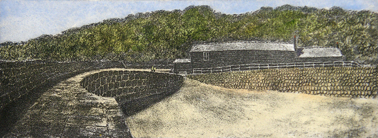 10P.SocAA 11 2017 The Cobb at Lyme hand-coloured etching £220 BLOG